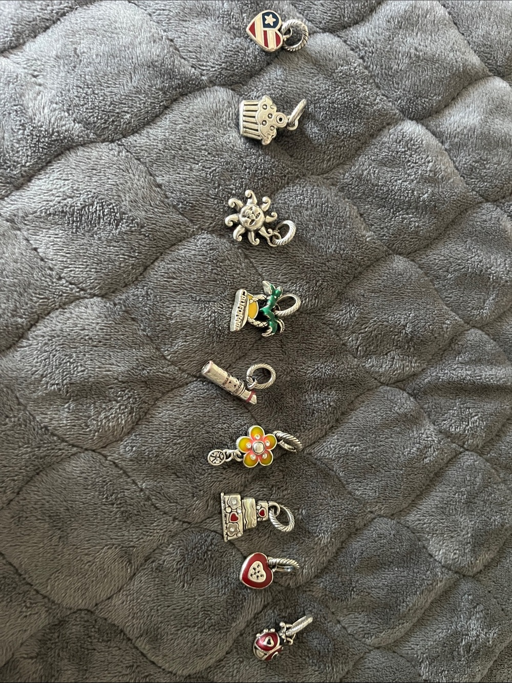 Brighton Silver Charm Bracelet Charms with Red, Green, Yellow Accents